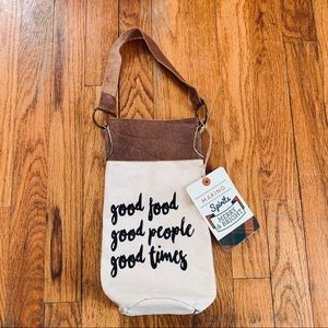 NWT leather Canvas Wine Tote Bag